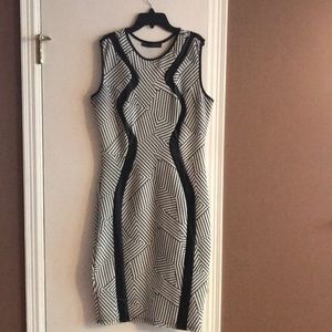 Plus Size Midi Dress 1X Black/White